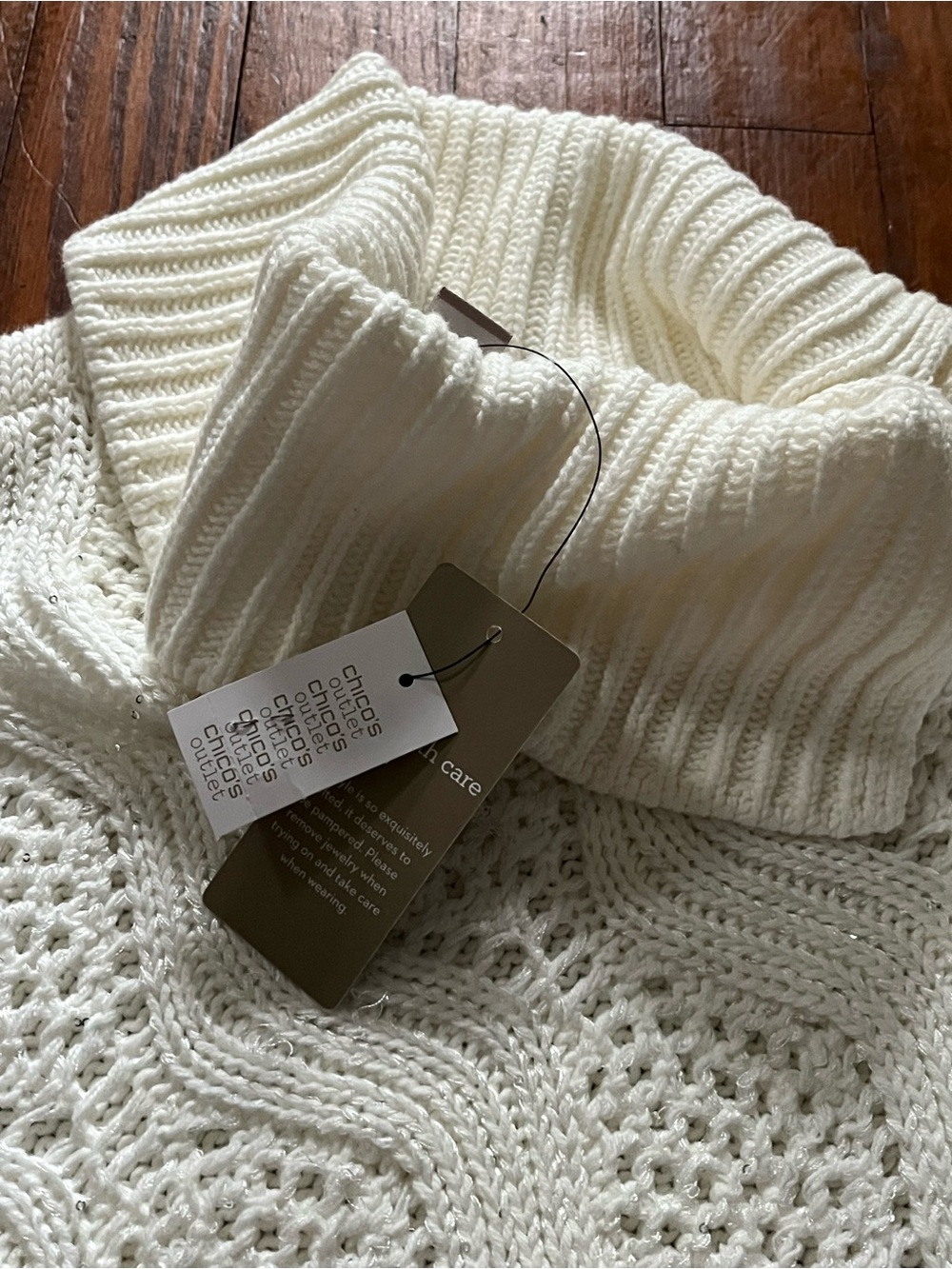 Chico's Cream Knit Turtleneck Poncho NWT S/M - Holiday Christmas - Picture 2 of 8
